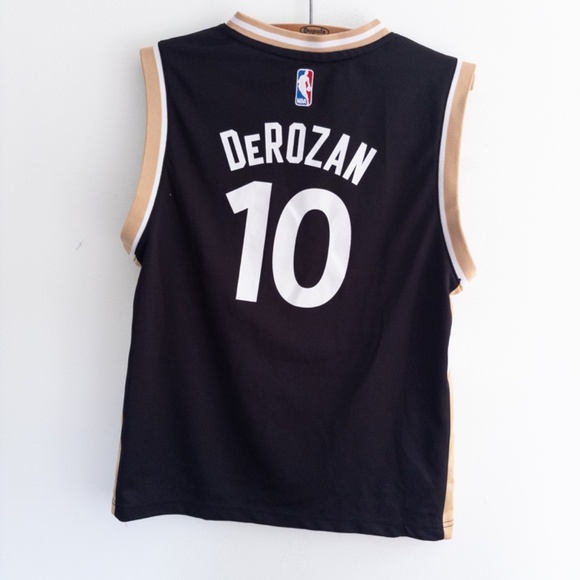 Vintage RAPTORS 10 DeROZAN Adidas Jersey NBA Basketball Large black gold - Picture 4 of 7